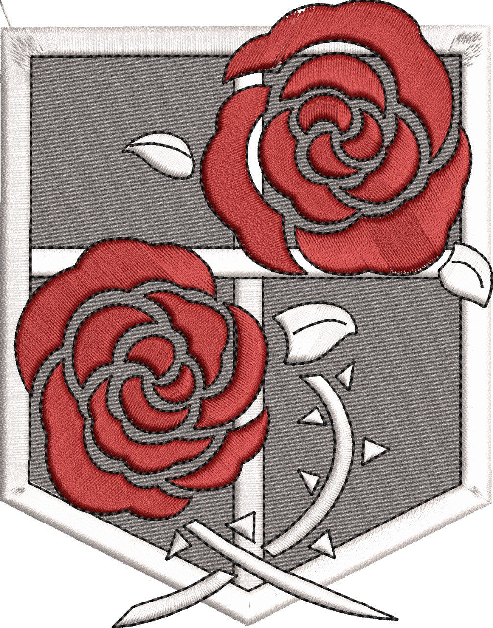 Shield Emblem With Two Stylized Red Roses Unisex Oversized Classic T-Shirt