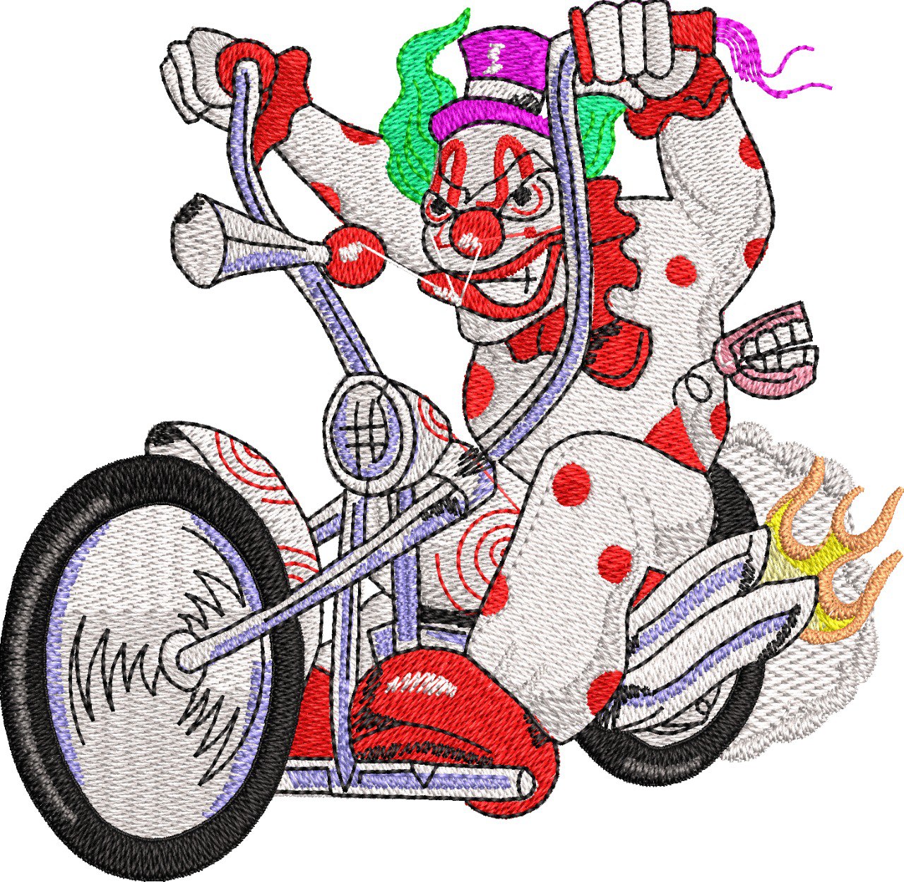 Energetic Clown Riding a Chopper-Style Motorcycle Unisex Oversized Classic T-Shirt