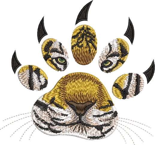 Creative Embroidered Design That Combines a Tiger’s Face With a Paw Print Unisex Oversized Classic T-Shirt