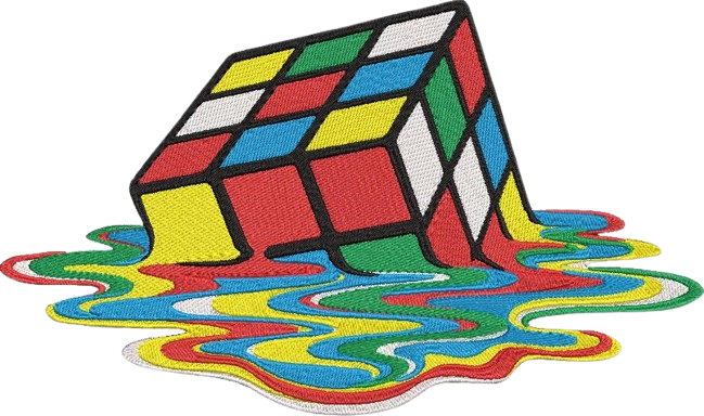 Embroidery Design of a Melting Rubik’s Cubev Unisex Oversized Classic T-Shirt