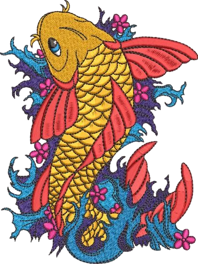Vibrant Embroidered Design of a Koi Fish Unisex Oversized Classic T-Shirt