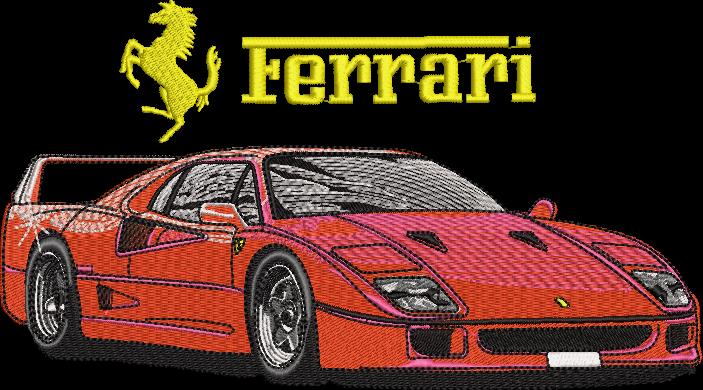 Red Ferrari Car Embroided Oversized Street Tee