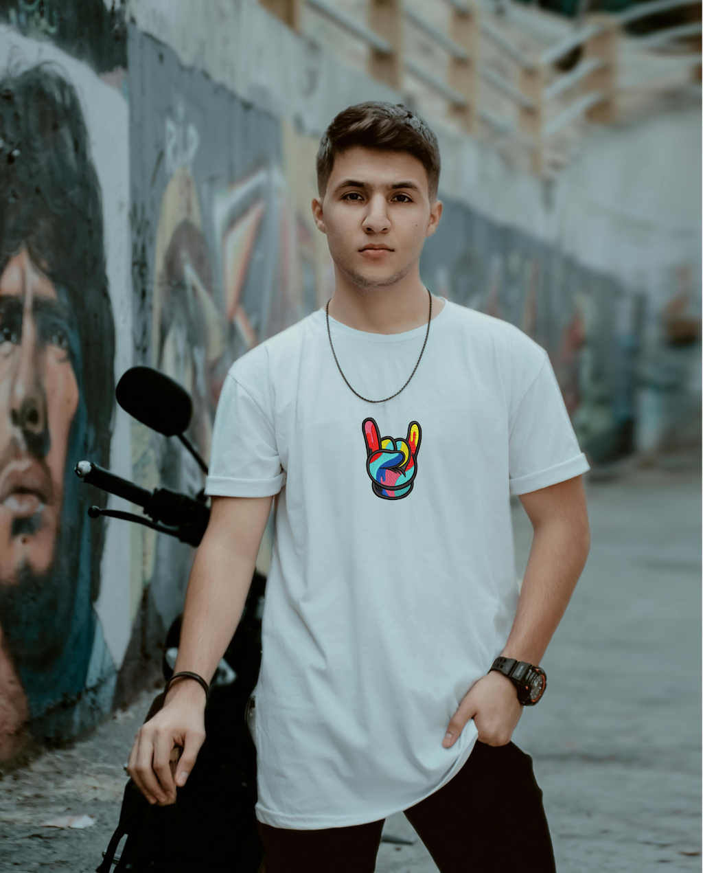 Hand Gesture in The "Rock on" or "Love" Sign Unisex Oversized Classic T-Shirt