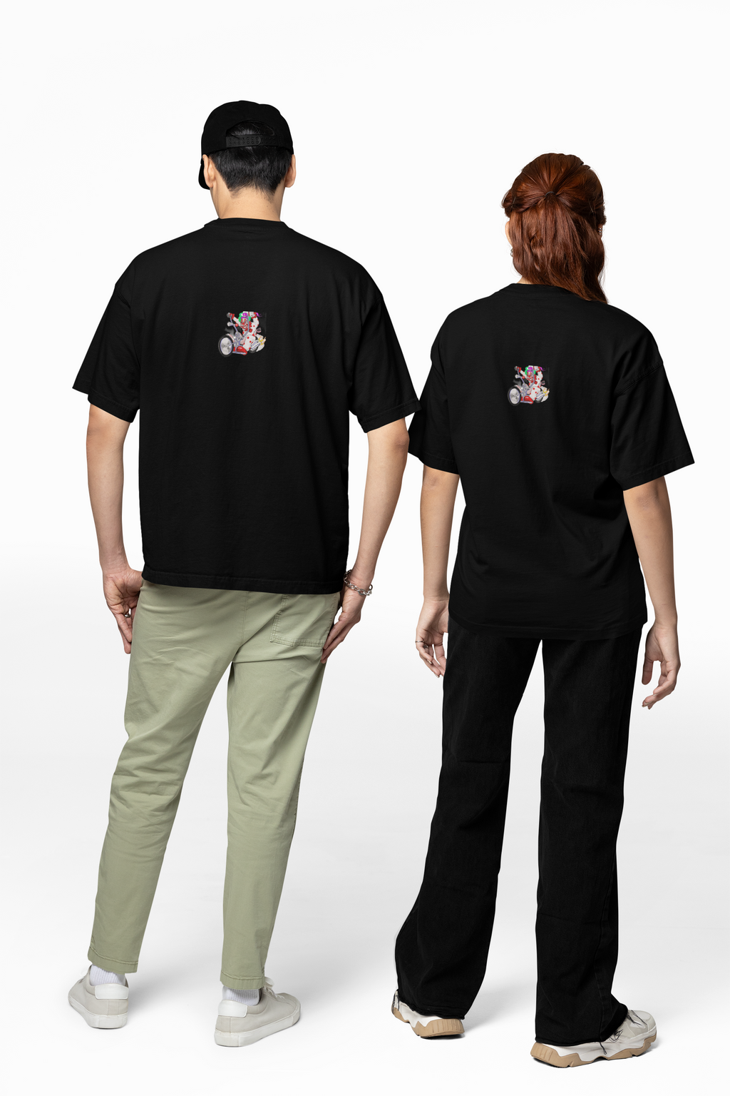 Energetic Clown Riding a Chopper-Style Motorcycle Unisex Oversized Classic T-Shirt