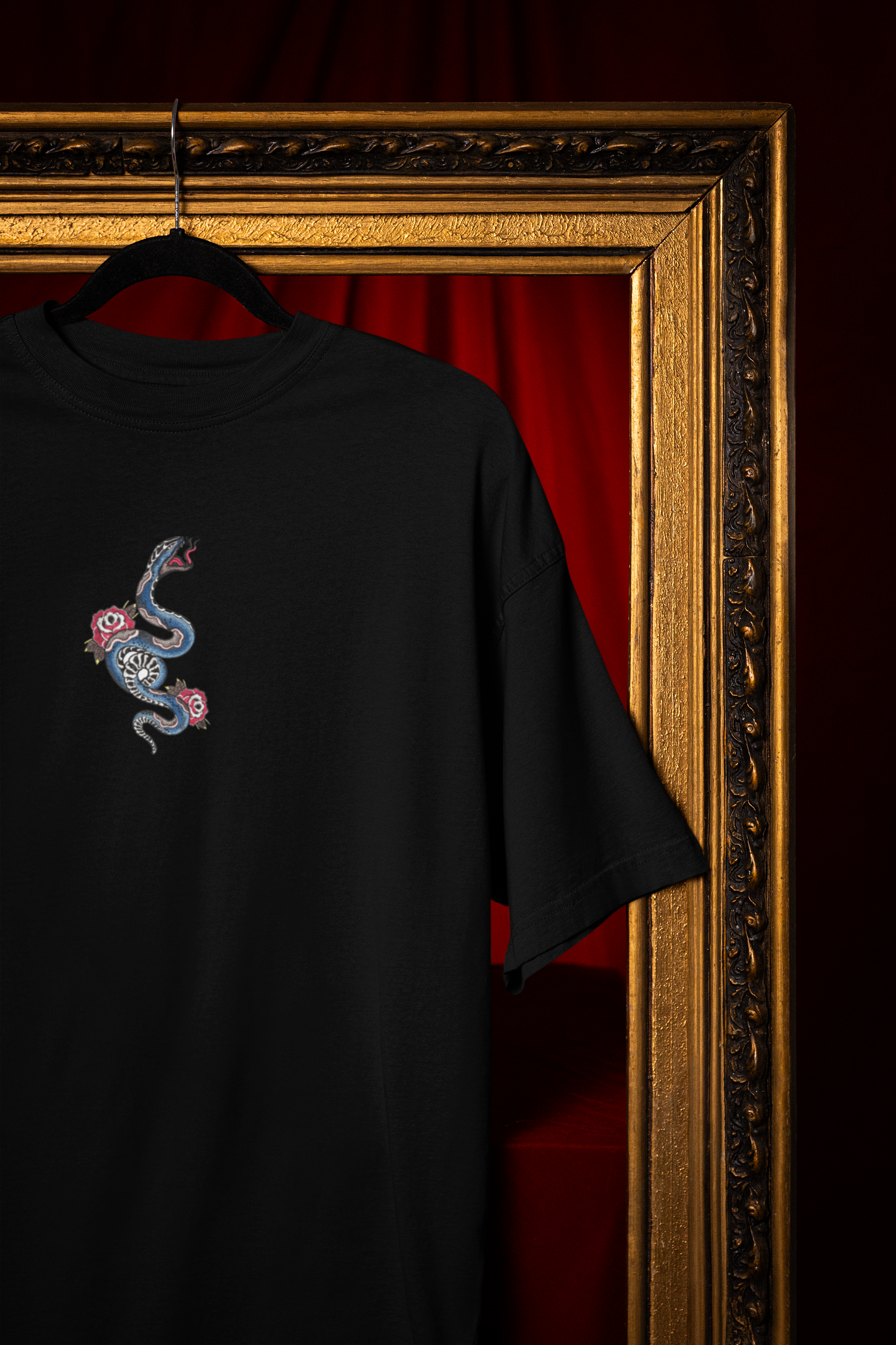 Coiled Serpent Embroidered Unisex Oversized Classic T-Shirt