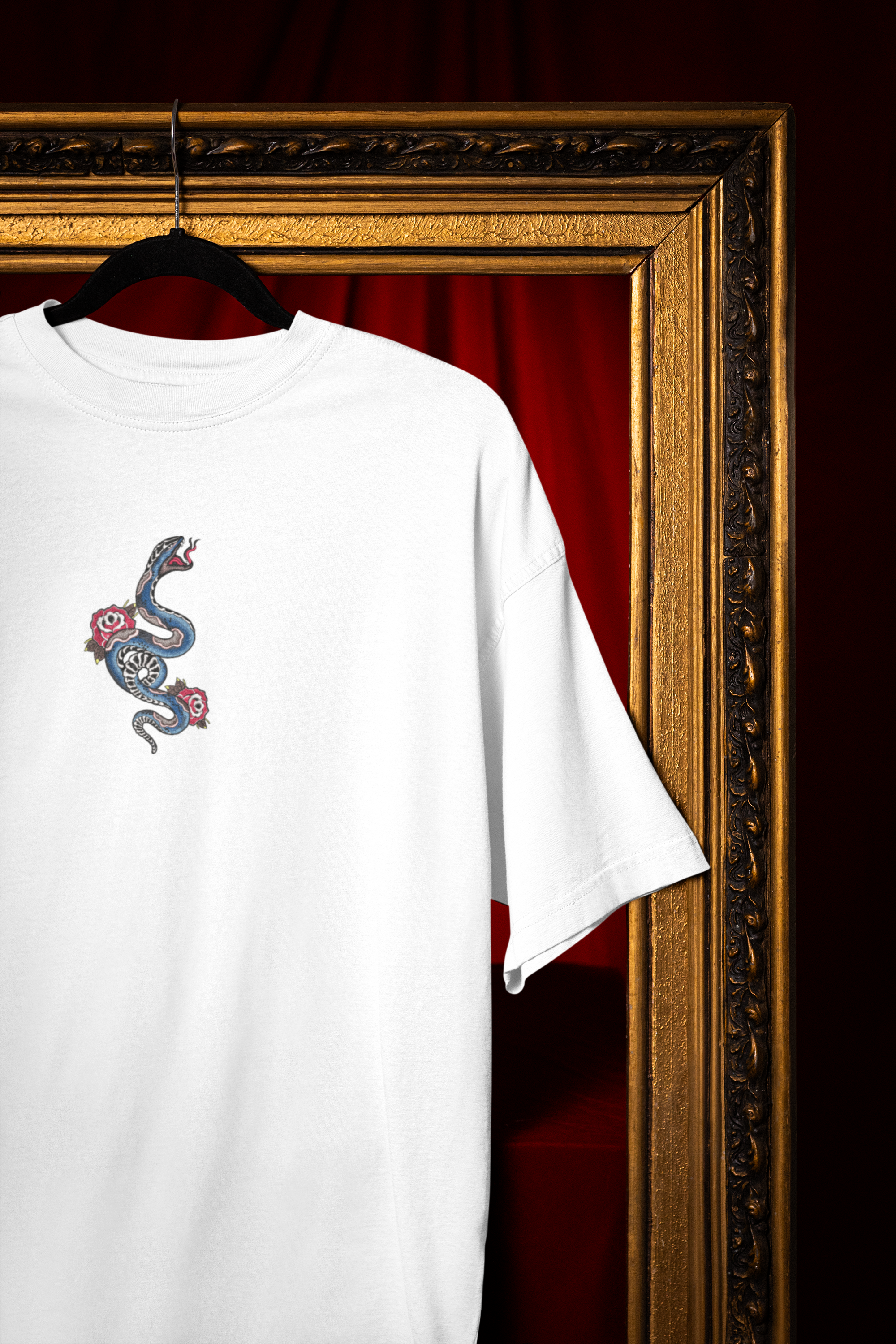 Coiled Serpent Embroidered Unisex Oversized Classic T-Shirt