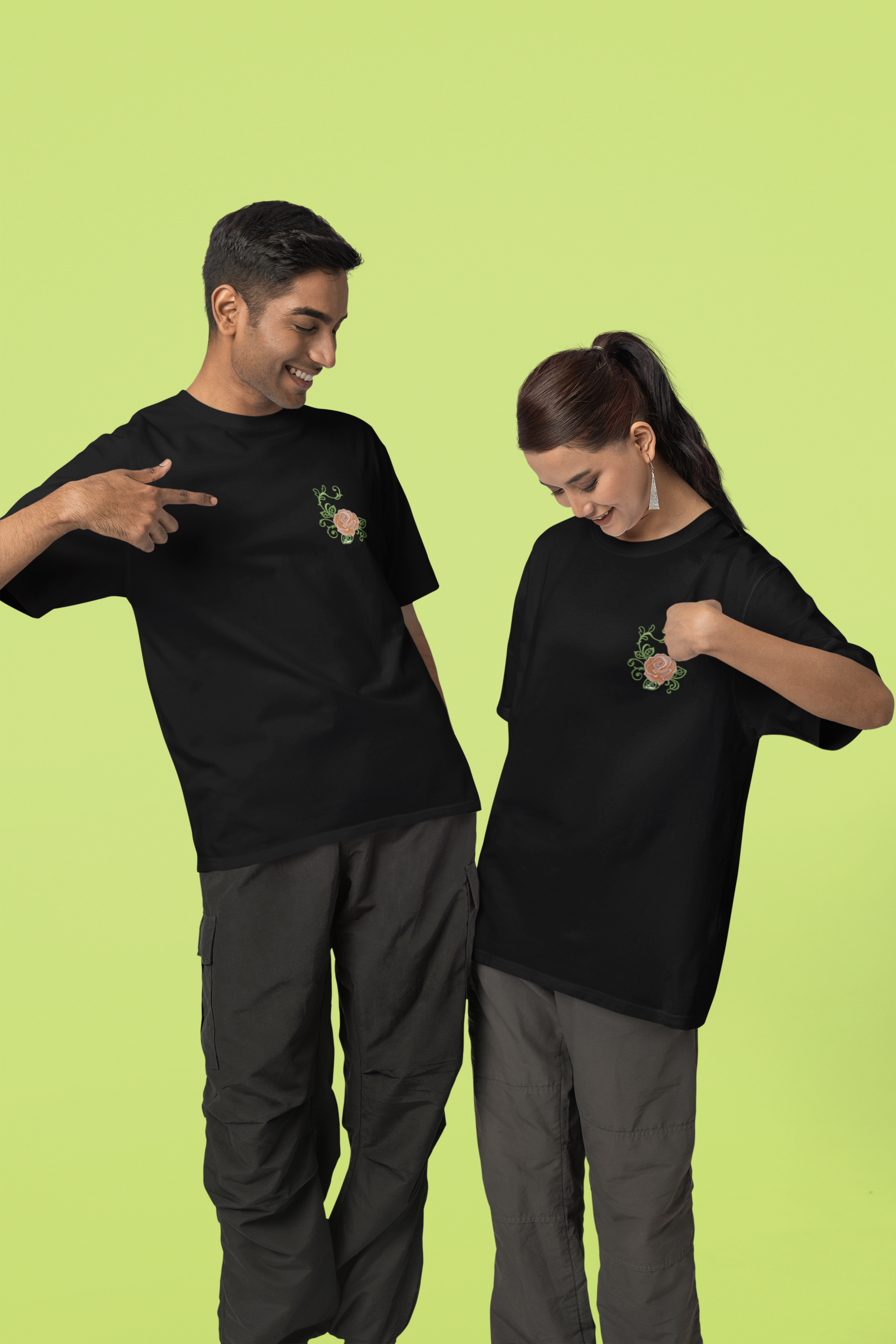 Stylized Rose in Warm Range and Peach Tones Unisex Oversized Classic T-Shirt