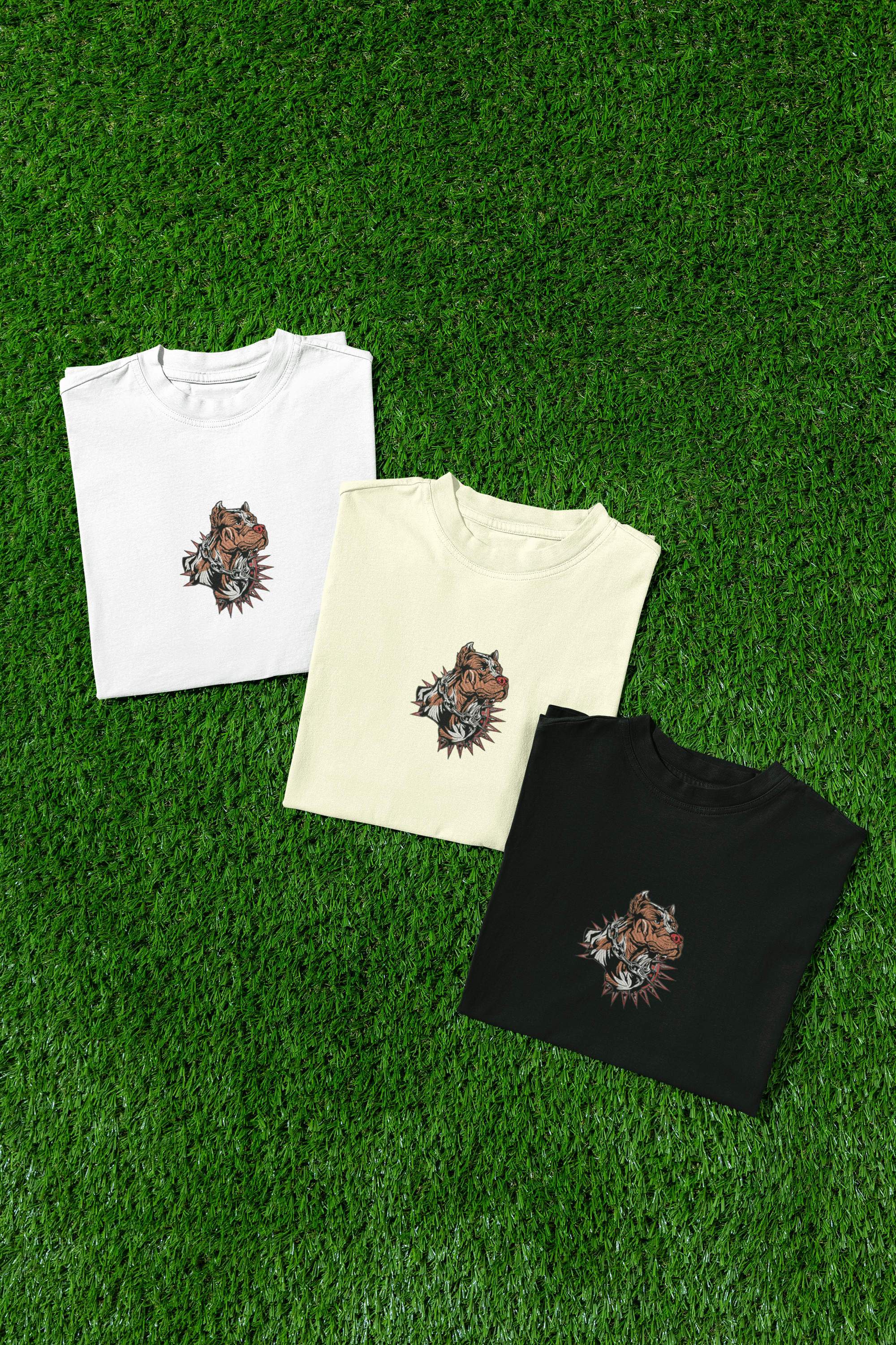 Bold, Aggressive Embroidery Design of a Pitbull Unisex Oversized Classic T-Shirt