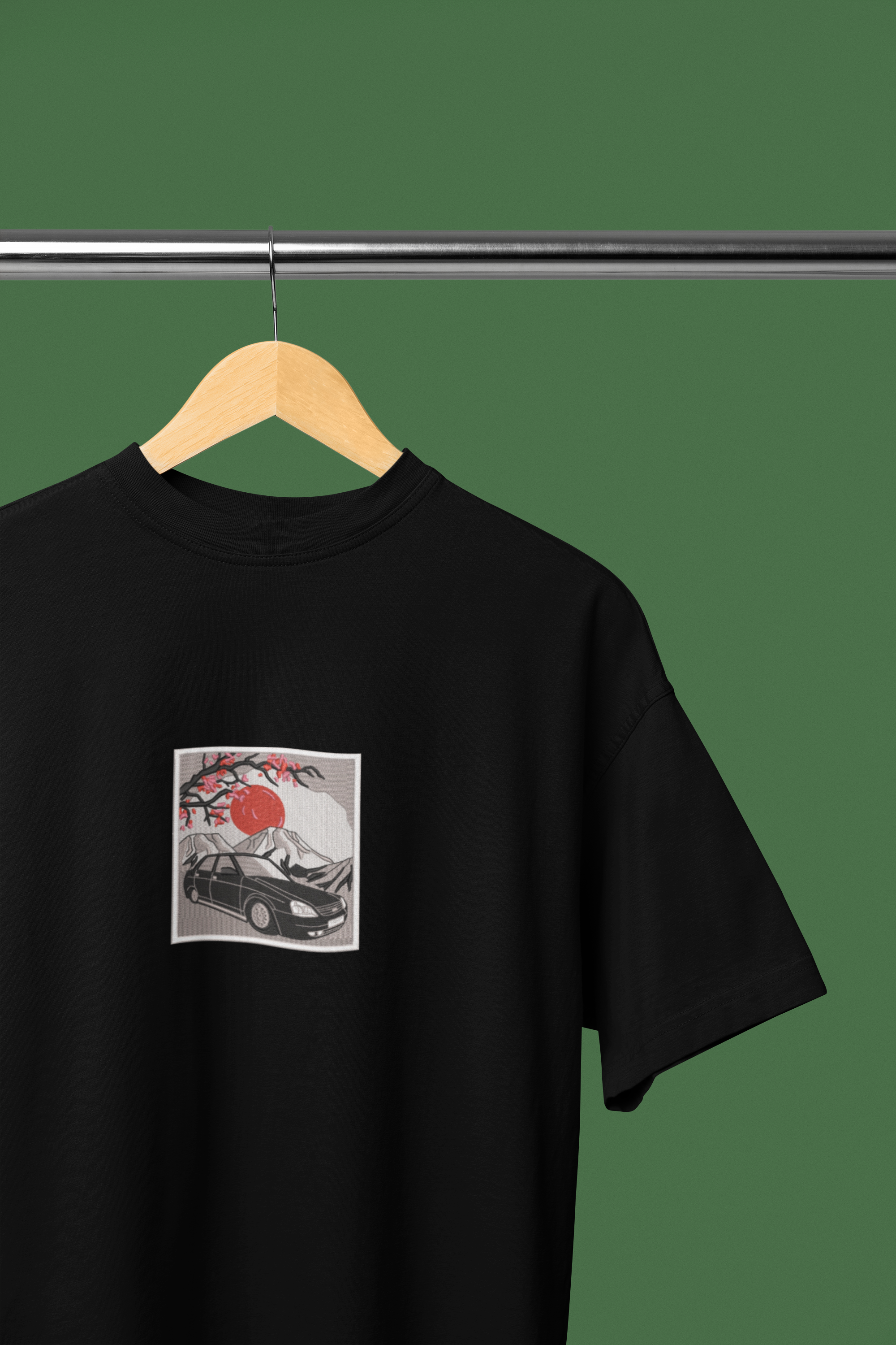 A Sleek Black Car Embroided Unisex Oversized Classic T-Shirt