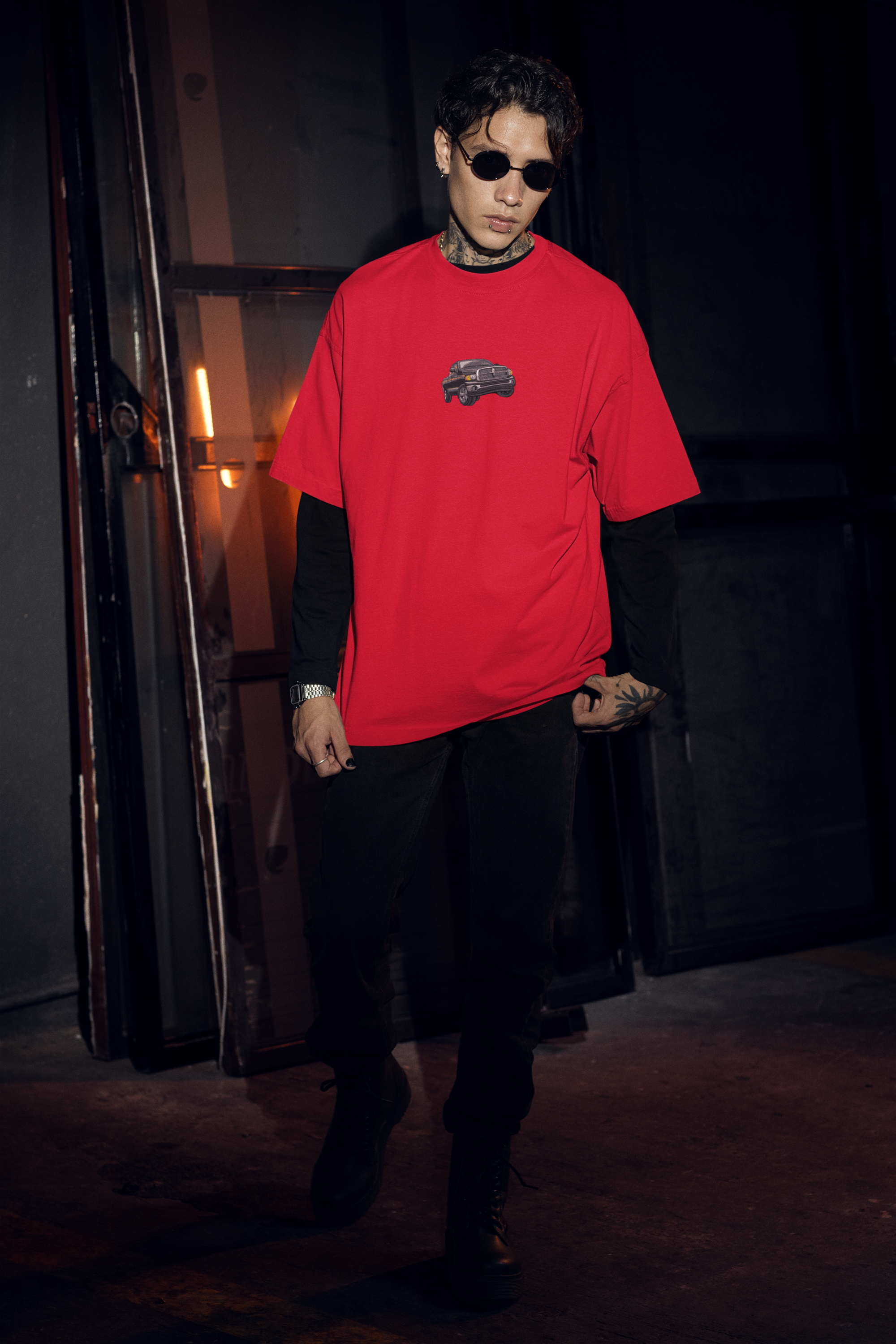 Embroidered Black Pickup Truck Unisex Oversized Classic T-Shirt