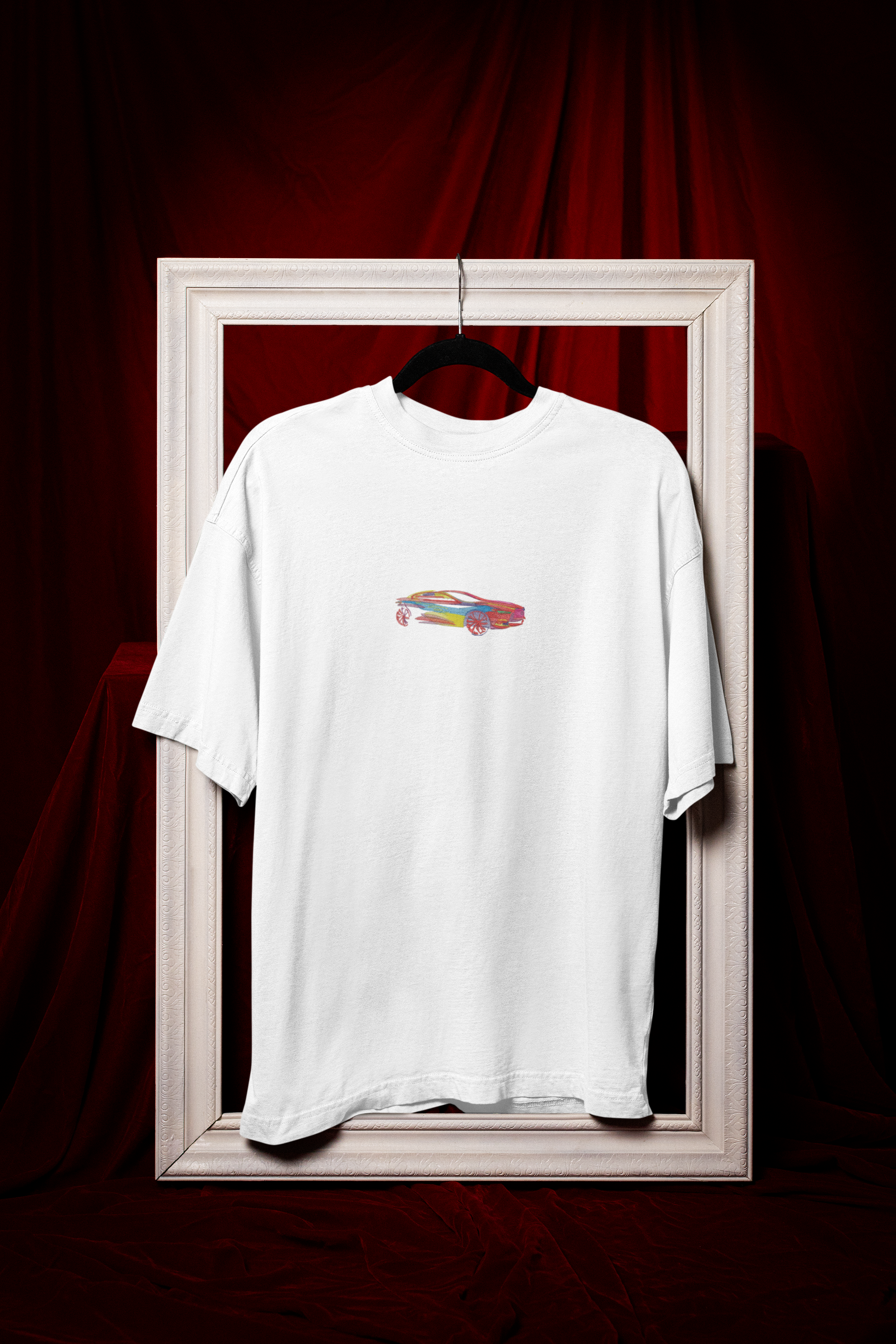 Bold and Dynamic Depiction of a Sports car Embroided  Unisex Oversized Classic T-Shirt