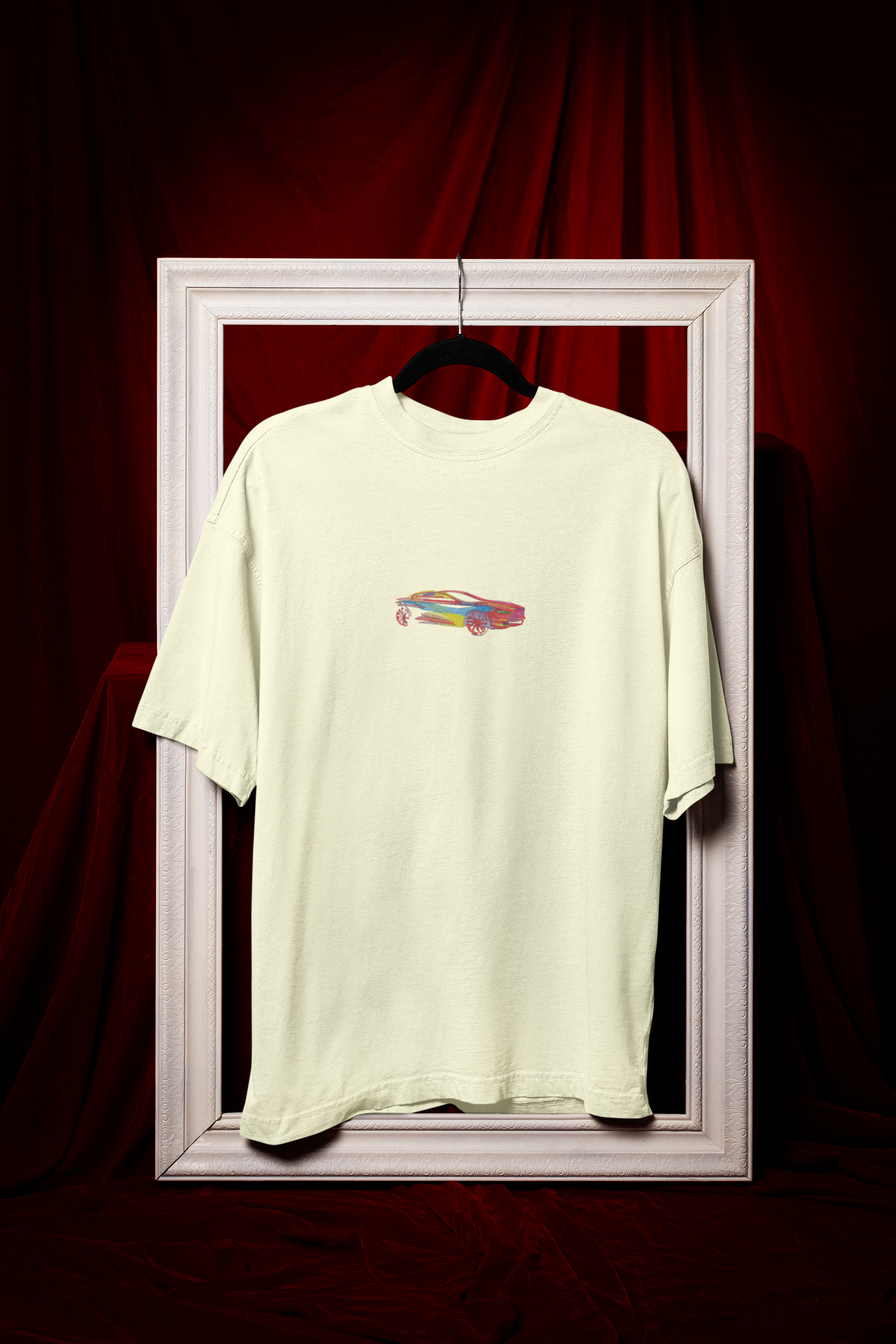 Bold and Dynamic Depiction of a Sports car Embroided  Unisex Oversized Classic T-Shirt