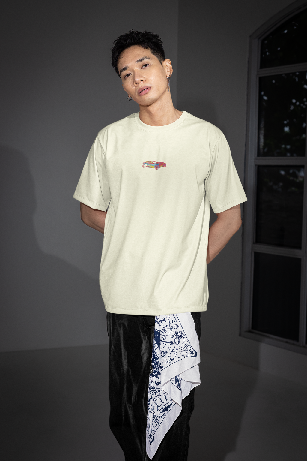 Bold and Dynamic Depiction of a Sports car Embroided  Unisex Oversized Classic T-Shirt