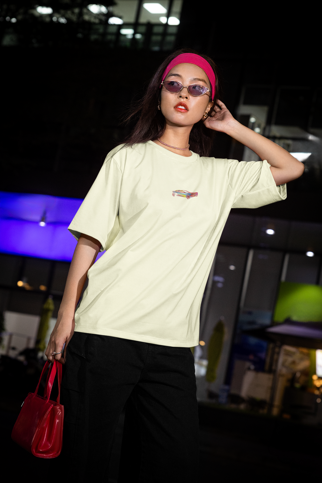 Bold and Dynamic Depiction of a Sports car Embroided  Unisex Oversized Classic T-Shirt