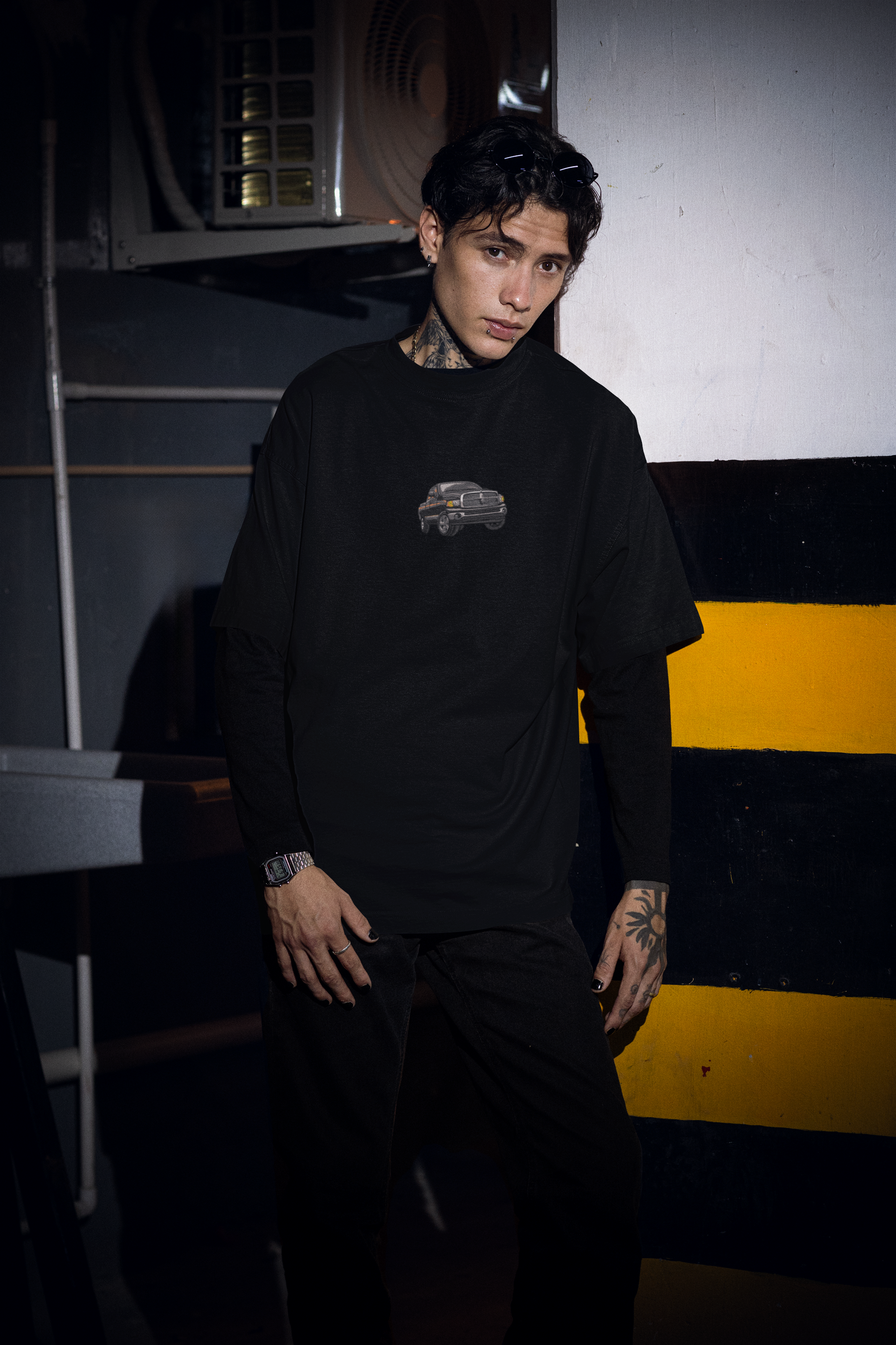 Embroidered Black Pickup Truck Unisex Oversized Classic T-Shirt