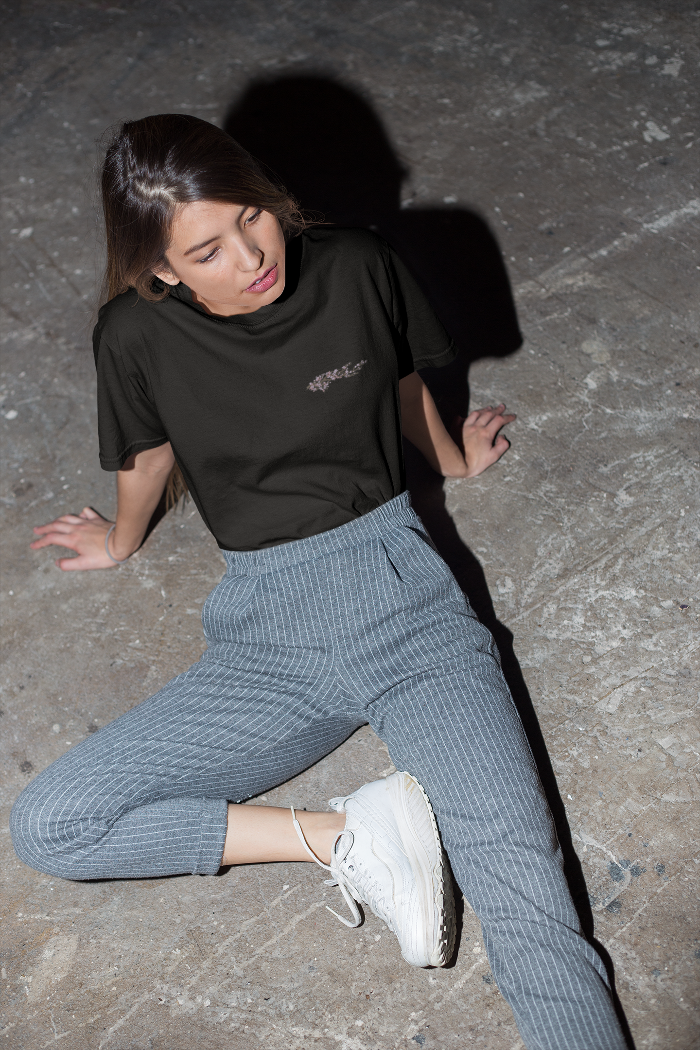 Delicate Embroidered Cherry Blossom Branch Unisex Oversized Classic T-Shirt